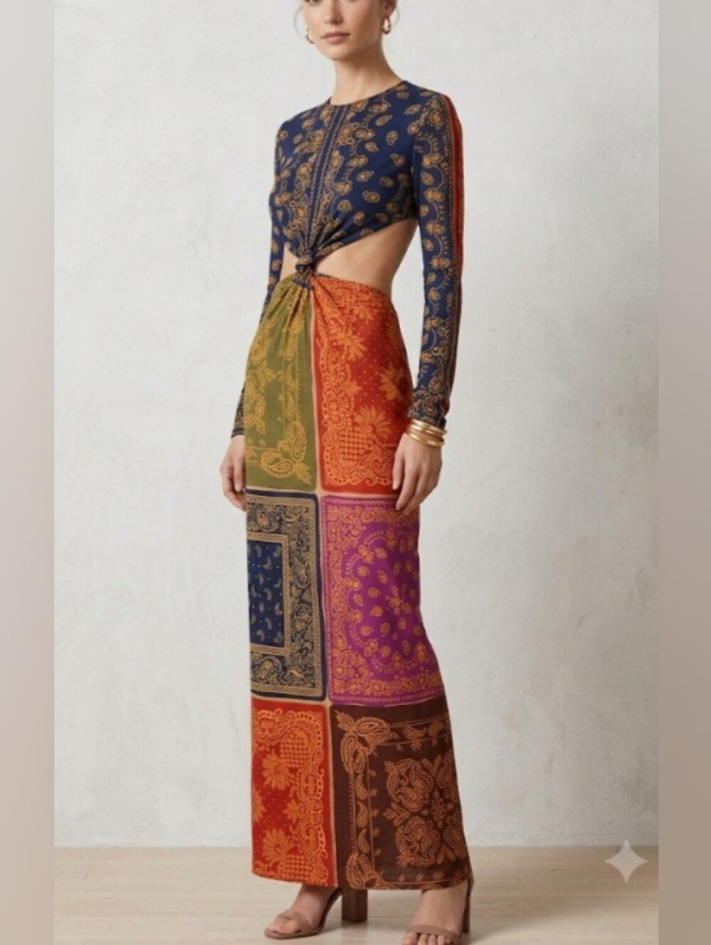 FARM Rio Bandana Dream Knit Cutout Maxi Dress- Size S